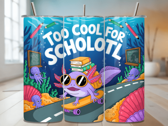 Back to School Axolotl Tumbler Wrap PNG: A Strategic Design for Sublimation and Branding