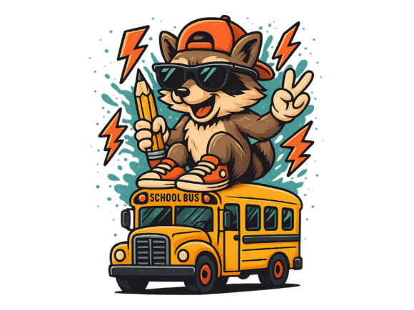 Back to School Raccoon Preppy PNG