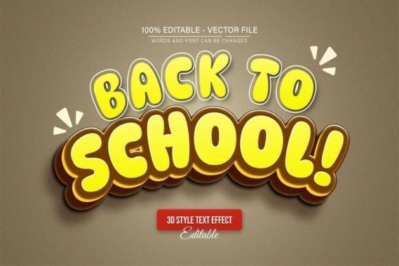 Back to School Yellow 3D Text Effect for Creative Projects