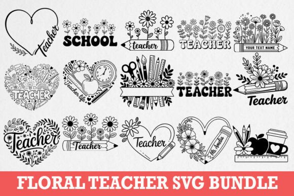 Floral Teacher SVG Back to School PNG Design